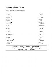 English Worksheet: Fruits Word Chop