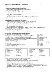 English Worksheet: Grammar Exercises