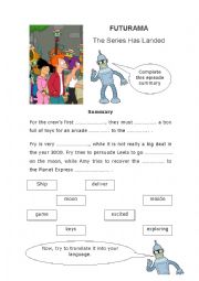 Movie worksheet Futurama: The Series Has Landed