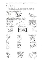 English Worksheet: words with lettes A to D