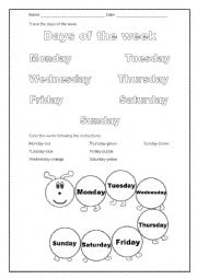 English Worksheet: days of the week