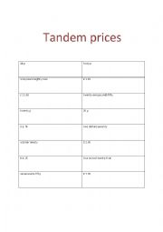 Tandem prices