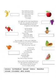 English Worksheet: Fruit Salad Song