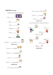 English Worksheet: Body Parts Song by Brendan Parker