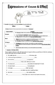 English Worksheet: Expressions of cause and effect