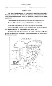 English Worksheet: THe Water Cycle Test