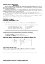 English Worksheet: reading comprehension 