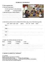 English Worksheet: Technology for breakfast (Modern family)