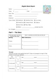 English Worksheet: Book Report Template