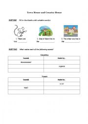 English Worksheet: Country Mouse and Town Mouse