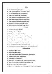 English Worksheet: Questiond to prepare Trinity grade 6 GESE oral exam