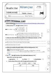 English Worksheet: mid-term 3  / test  / 3rd forms  economics / Tunisian tests