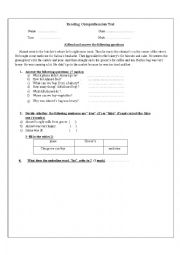 English Worksheet: reading test 