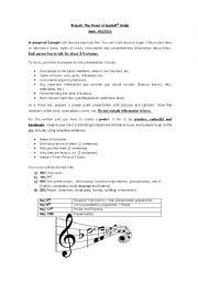 English Worksheet: Music