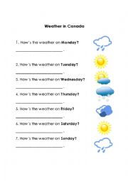 English Worksheet: Weather in Canada