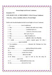 English Worksheet: Present Simple or Present Continuous