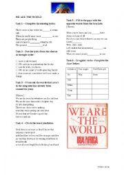 English Worksheet: We are the world