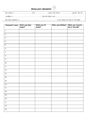 English Worksheet: survey for classmates 