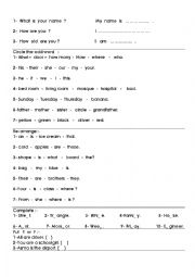 English Worksheet: a small quiz