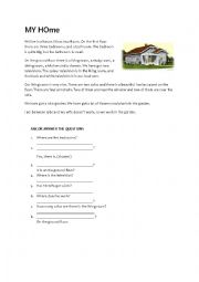 English Worksheet: MY HOME