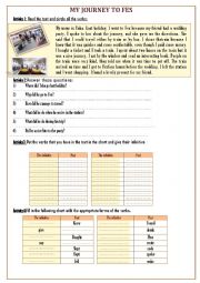 English Worksheet: MY JOURNEY TO FES