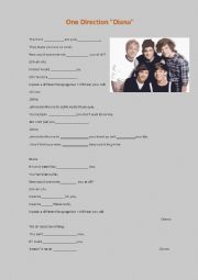 English Worksheet: DIANA- ONE DIRECTION