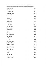 Work sheet fill in gap numbers 4