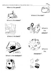 English Worksheet: Classroom Objects