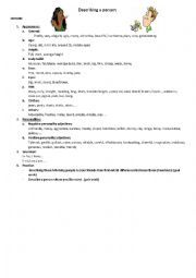 English Worksheet: describing a person (outline)