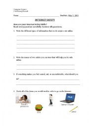 English Worksheet: Internet Safety