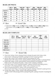 English Worksheet: Likes and dislikes