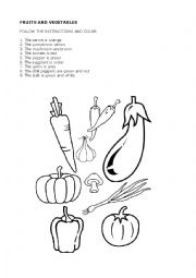 English Worksheet: Color Vegetables