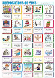 English Worksheet: Prepositions of time