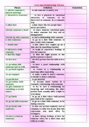 English Worksheet: Love and relationship vocabulary