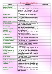 English Worksheet: Love and relationship vocabulary