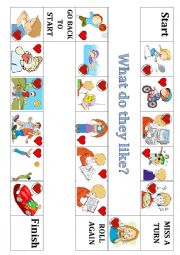 English Worksheet: What do they like? Boardgame