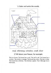 English Worksheet: Three Little Pigs House