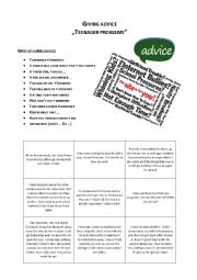 English Worksheet: Giving advice on teenager problems