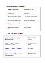 English Worksheet: wh questions