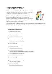 English Worksheet: THE GREEN FAMILY
