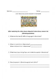 English Worksheet: Etiquette in Barcelona