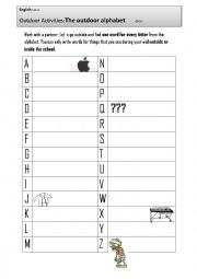 English Worksheet: Outdoor Alphabet