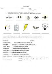 English Worksheet: Electricity test