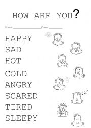 English Worksheet: Emotions - write and paint