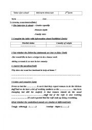 English Worksheet: mid term 3 test 2015
