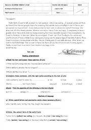 English Worksheet: test  for  middle school pupils