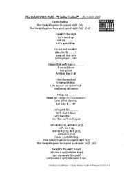 English Worksheet: The Black Eyed Peas - I Gotta Feelin