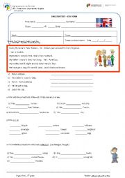 English Worksheet: test 6th form - Personal info