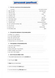 English Worksheet: present perfect worksheet