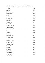 Work sheet fill in gap numbers 5